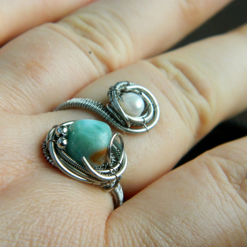 Larimar s perlou prsten — foto 5