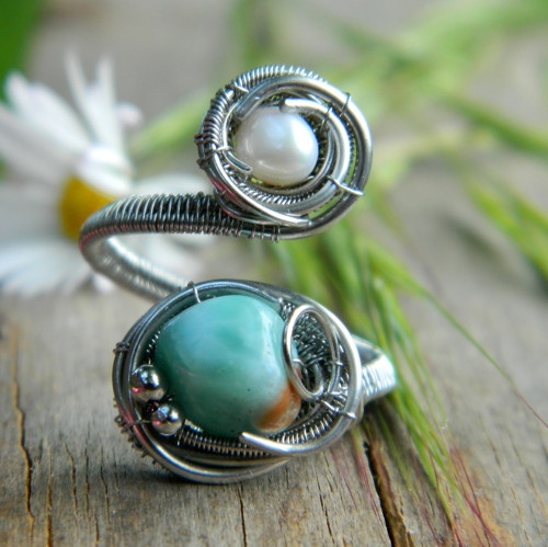 Larimar s perlou prsten — foto 2