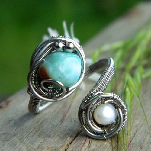 Larimar s perlou prsten — foto 4