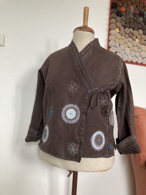 Originálne upcyclované ľanové kimono — foto 5