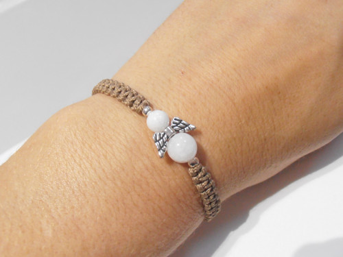 "Jadeit" - Andělský náramek s minerály (macramé) — foto 2