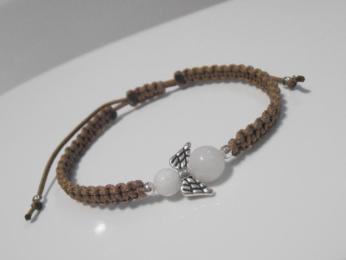 "Jadeit" - Andělský náramek s minerály (macramé) — foto 3