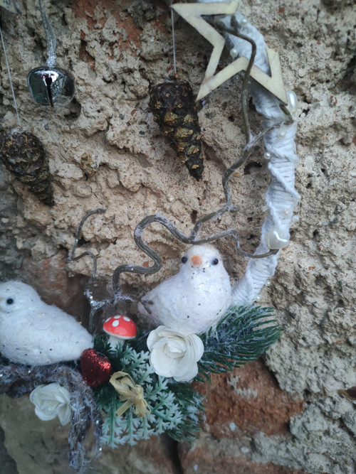 Macramé věneček Ptáčci v zimě — foto 2