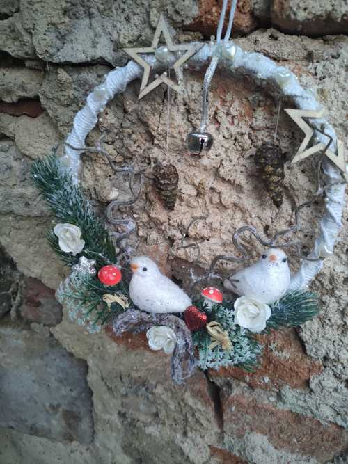 Macramé věneček Ptáčci v zimě — foto 4