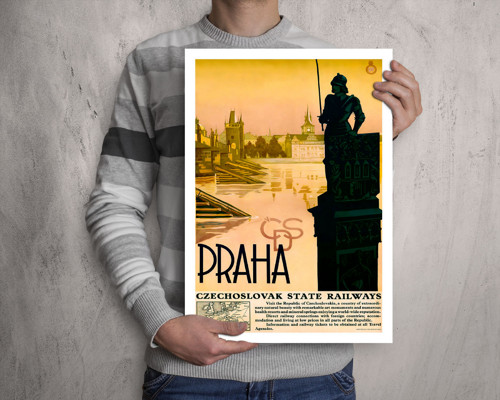 Vintage plakát Praha - ČSD - cca 1935 — foto 3