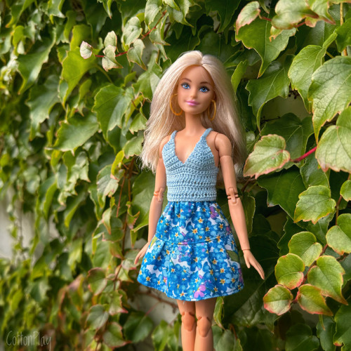 Barbie - světle modrý háčkovaný top — foto 2