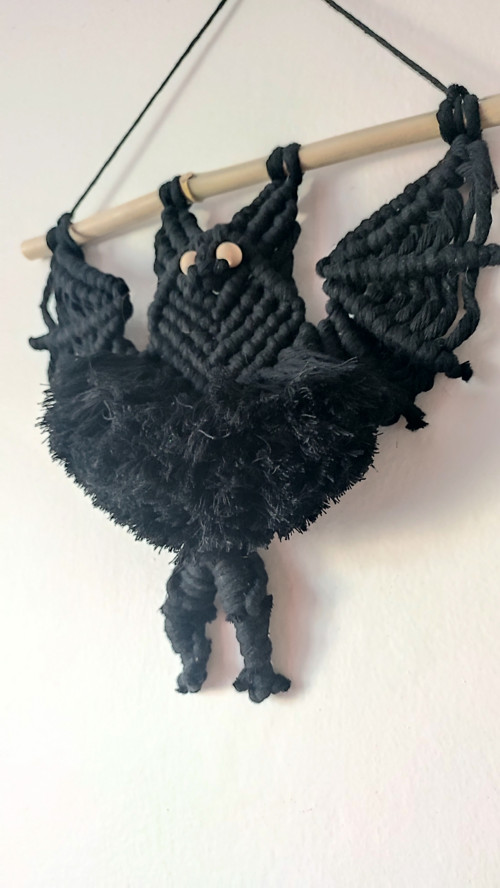 Netopýr strašidelná macramé dekorace na zeď — foto 6