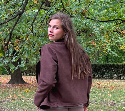 Oversize hnědé semišové sako L — foto 5