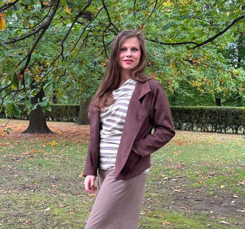 Oversize hnědé semišové sako L — foto 6