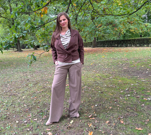 Oversize hnědé semišové sako L — foto 3