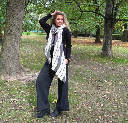 Dlouhá šála šedé pruhy — foto 3