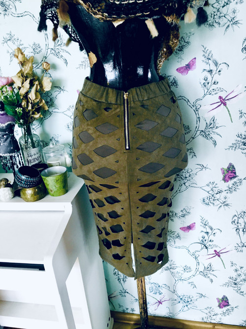 Sukně boho extravagantní v olivové — foto 5