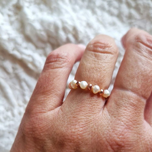 Říční perly*hematit rosegold*prsten — foto 2
