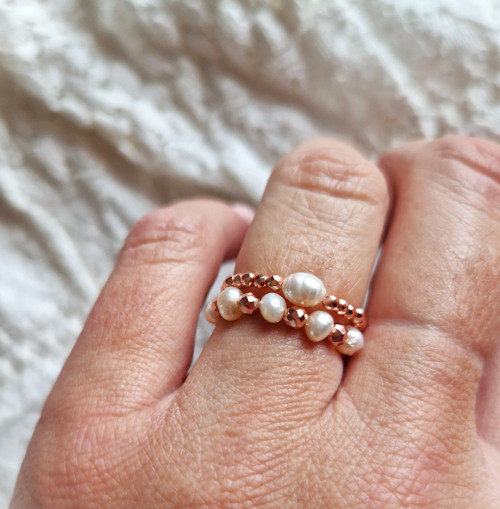 Říční perly*hematit rosegold*prsten — foto 5