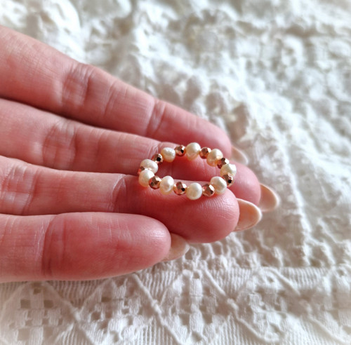 Říční perly*hematit rosegold*prsten — foto 3