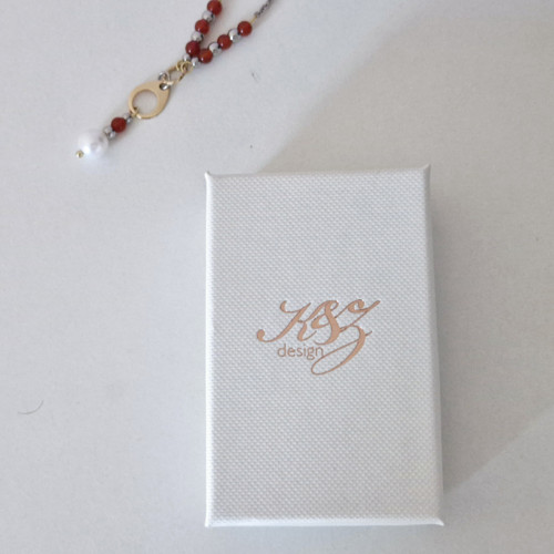 "Lesca 5" Náhrdelník (karneol, perla, ocel) — foto 5