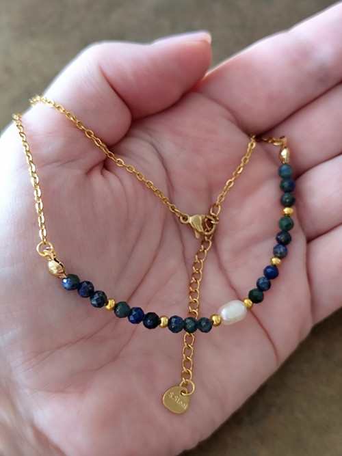 Lapis lazuli a perlička - náhrdelník — foto 3