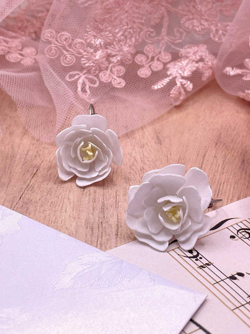 Náušnice Bílé květy - visací — foto 3