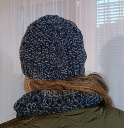 Čepice s nákrčníkem - modrý melír — foto 6