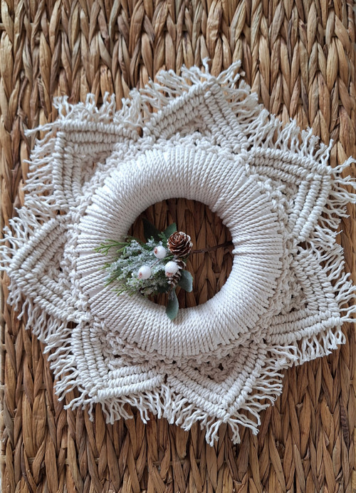 Adventní boho věnec / smetanový — foto 4