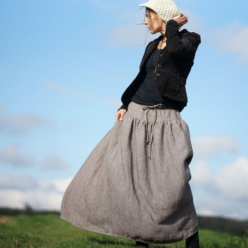 Boho maxi sukně hnědá s proužky — foto 2
