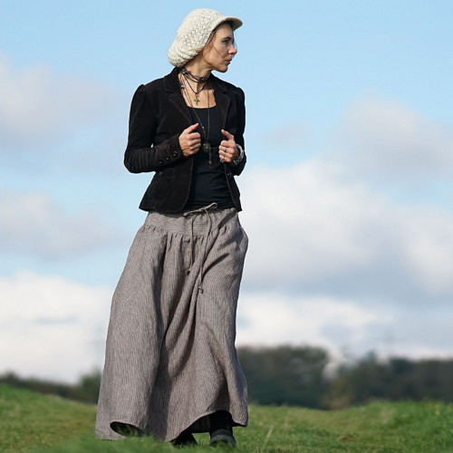Boho maxi sukně hnědá s proužky — foto 3