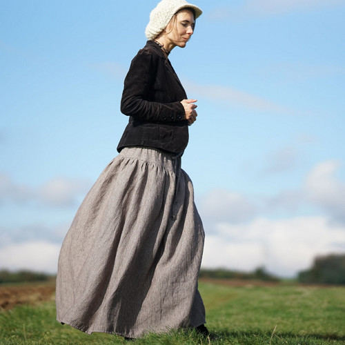 Boho maxi sukně hnědá s proužky — foto 4
