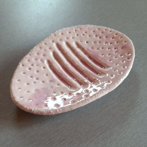 Růžová s tečkami - keramická mýdlenka — foto 3