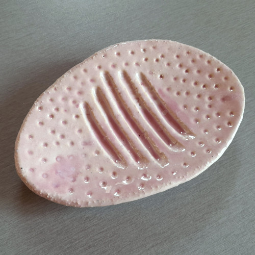 Růžová s tečkami - keramická mýdlenka — foto 2