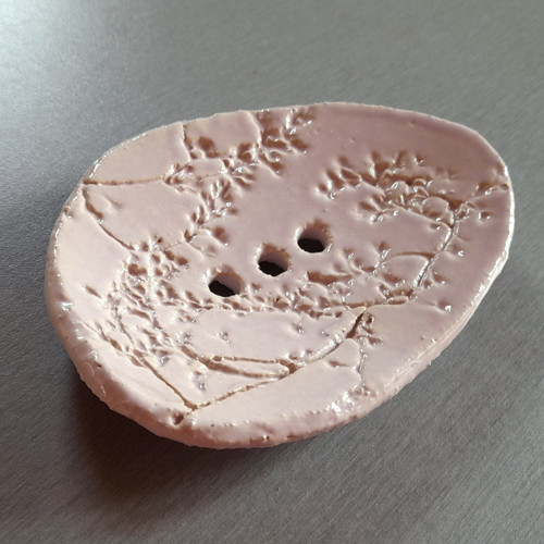 Krémová s rostlinami - keramická mýdlenka — foto 3