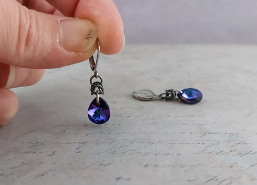 Náušničky Swarovski temně modré — foto 2