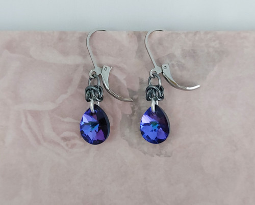 Náušničky Swarovski temně modré — foto 4