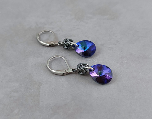 Náušničky Swarovski temně modré — foto 3