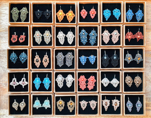 Micromacramé náušnice "Maralí" s jaspisem — foto 2