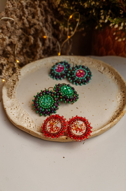 Druzy earrings n.23 - vyšívané náušnice — foto 4