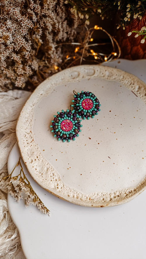 Druzy earrings n.23 - vyšívané náušnice — foto 2