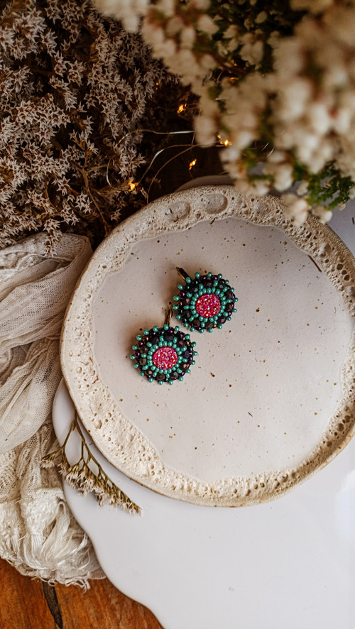 Druzy earrings n.23 - vyšívané náušnice — foto 3