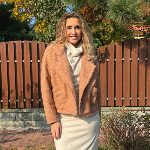 Oversize teplé sako karamel vel. L — foto 3