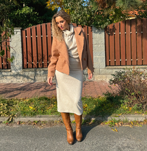 Oversize teplé sako karamel vel. L — foto 4