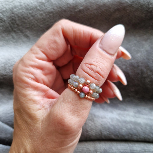 Rodonit*labradorit*broušený*hematit rosegold — foto 5