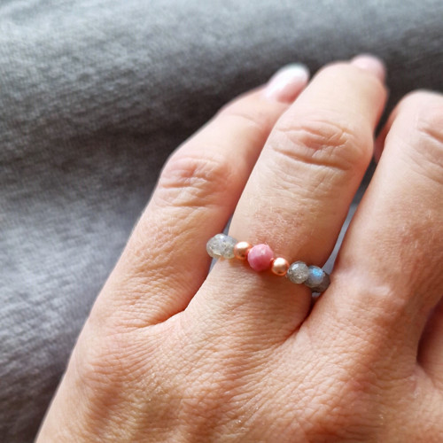 Rodonit*labradorit*broušený*hematit rosegold — foto 3