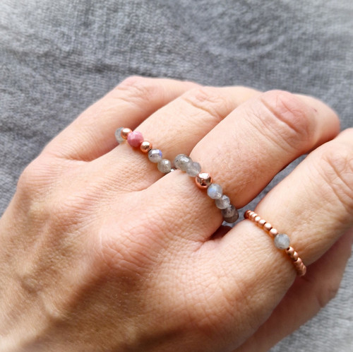 Rodonit*labradorit*broušený*hematit rosegold — foto 6