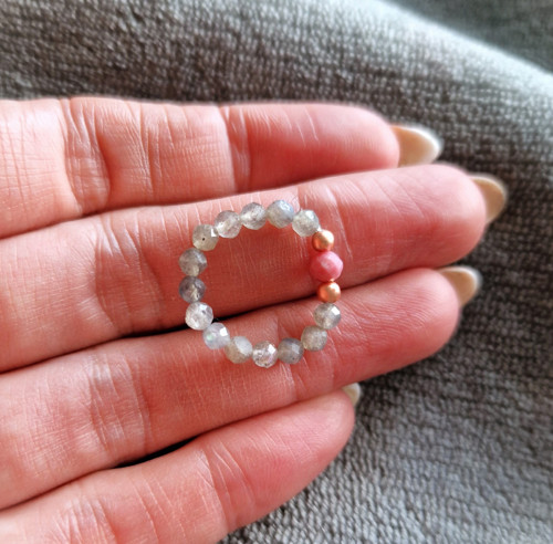 Rodonit*labradorit*broušený*hematit rosegold — foto 2