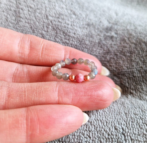 Rodonit*labradorit*broušený*hematit rosegold — foto 4