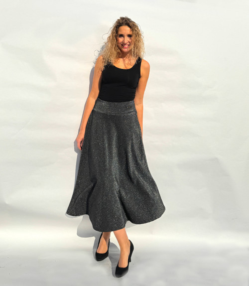Polokolová sukně černostříbrná — foto 5