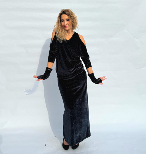 Sametová pouzdrová sukně — foto 6