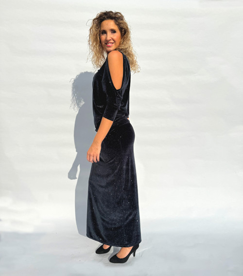 Sametová pouzdrová sukně — foto 3