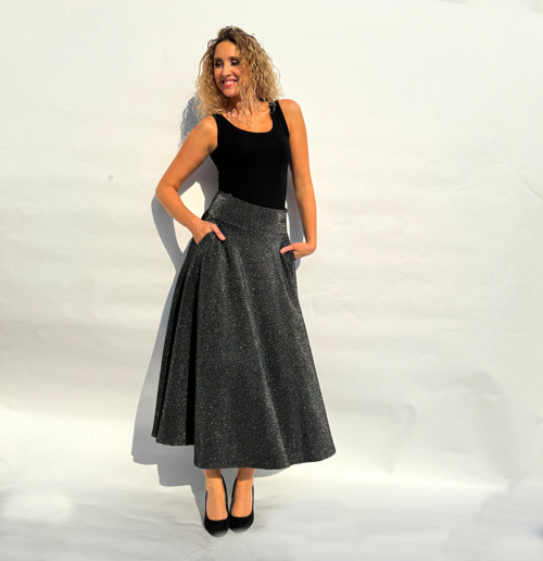 Polokolová sukně černostříbrná — foto 6