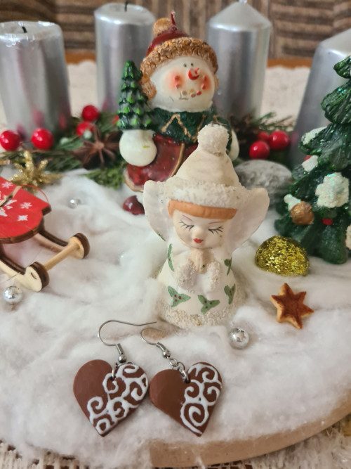 Perníčkové náušnice - srdíčko — foto 3
