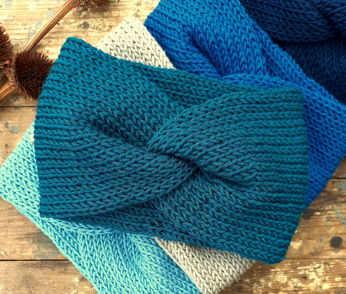 Dvouvrstvá čelenka, 50% merino..modré odstíny — foto 6